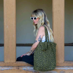 Tote Bag Leoprint oliv