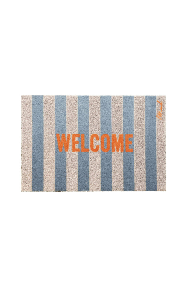 Türmatte blau/beige gestreift