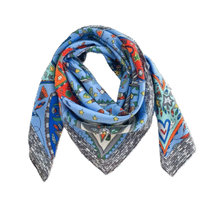 Foulard Birds in Blau