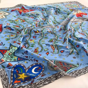 Foulard Birds in Blau