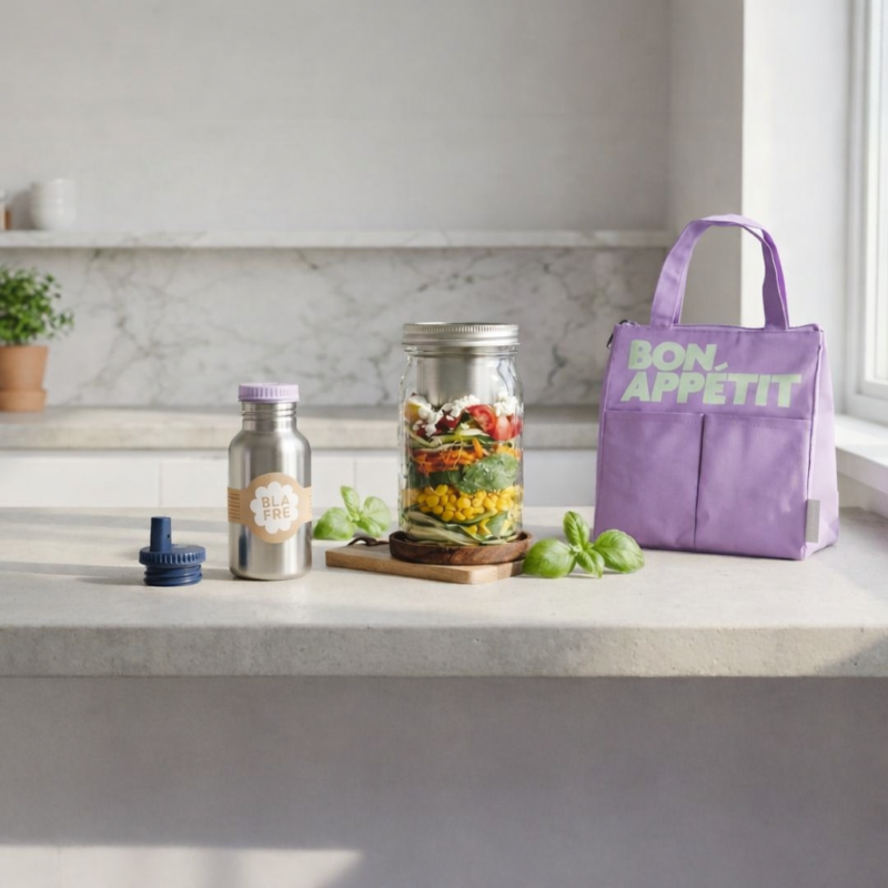Set "On the Go" mit Lunch Bag, Lunchbox und Trinkflasche inklusive Trinkaufsatz