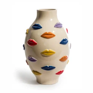 Keramikvase mit farbigen Lippen