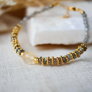 Ginandger - Armband Bhavya Citrin mit Labradorit und Gold