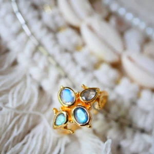 Ginandger - Verstellbarer Ring Basanti Labradoritblume