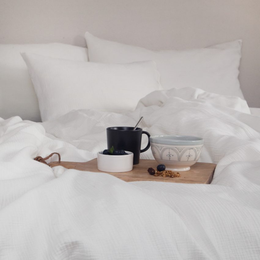 Farbliebe Musselin Bettwäsche weiss